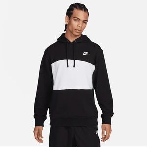 Nike Men's Black and White Colorblock Hoodie Size S